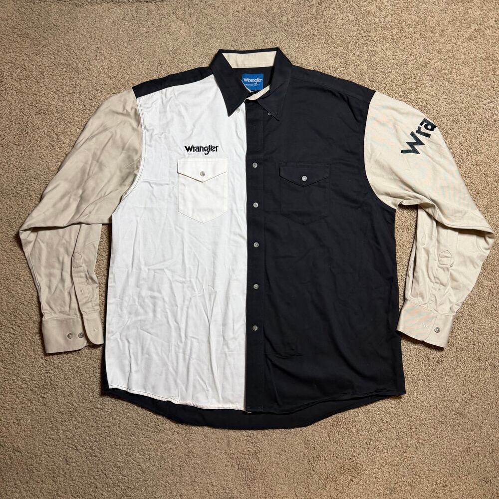 Wrangler color-block Western-style shirt Black/cream sz 2XL mens